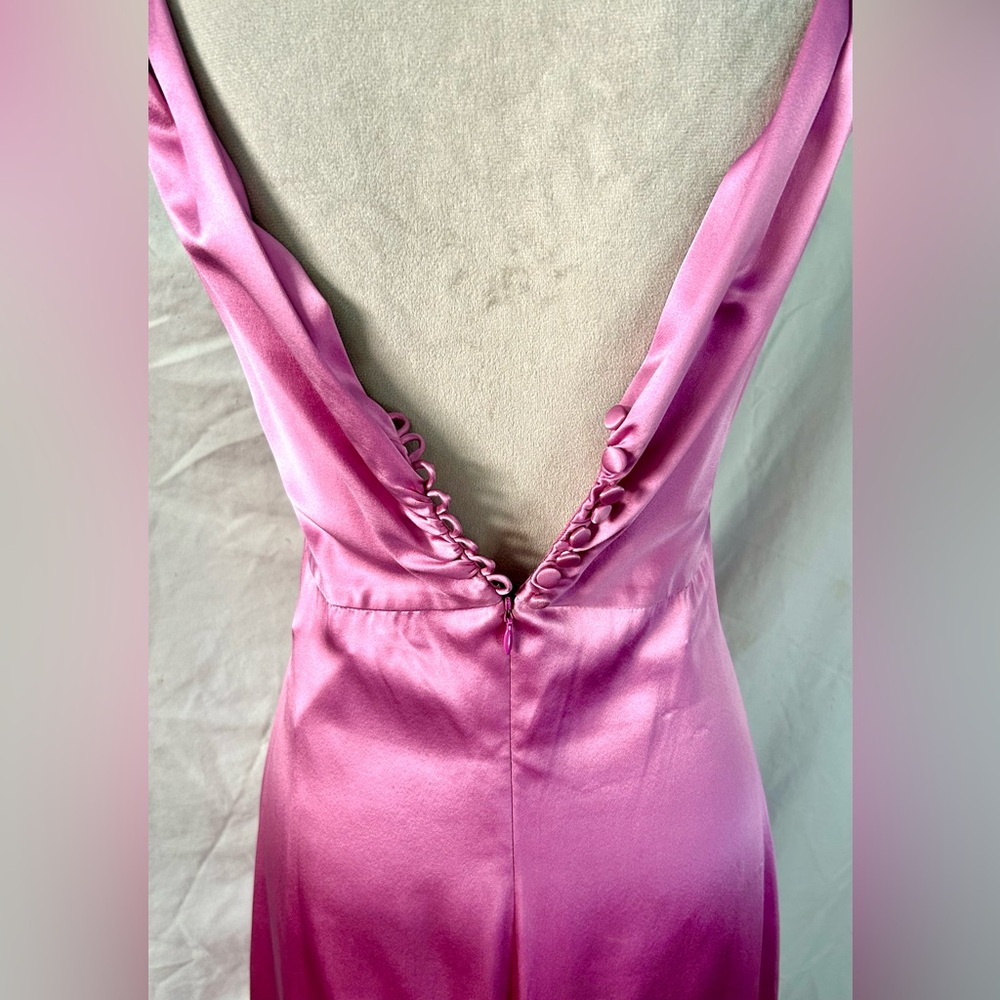 Badgley Mischka Rose Pink Knotted Silk Gown, Size 10 - Picture 13 of 16